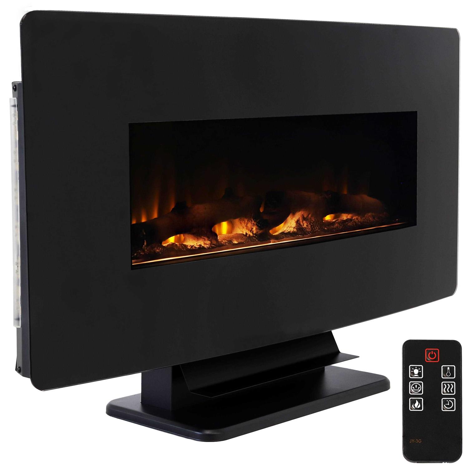 Sunnydaze 35.75 Curved Face Wall Mount or Freestanding Color-Changing Fireplace