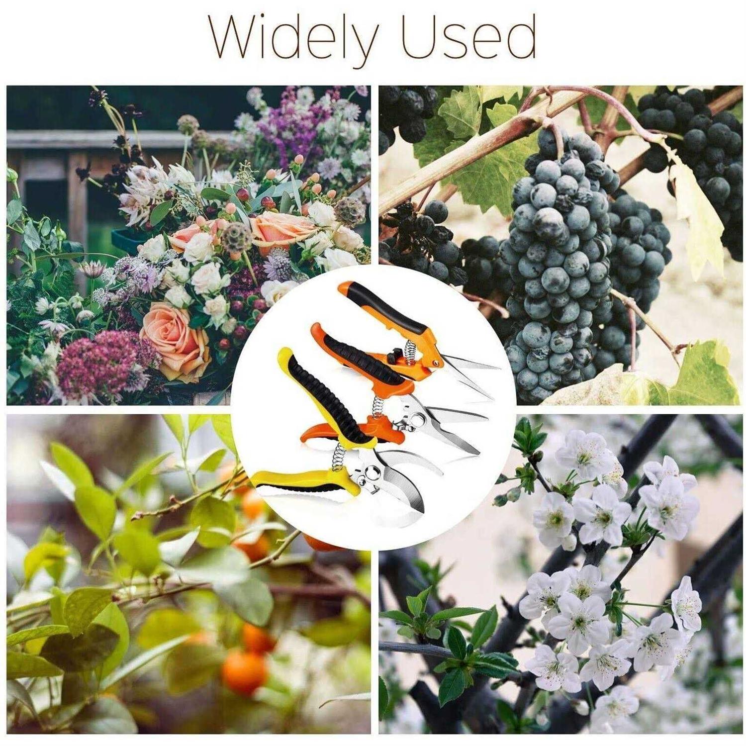 3 Pack Garden Pruning Shears Stainless Steel Blades Handheld Pruners Set