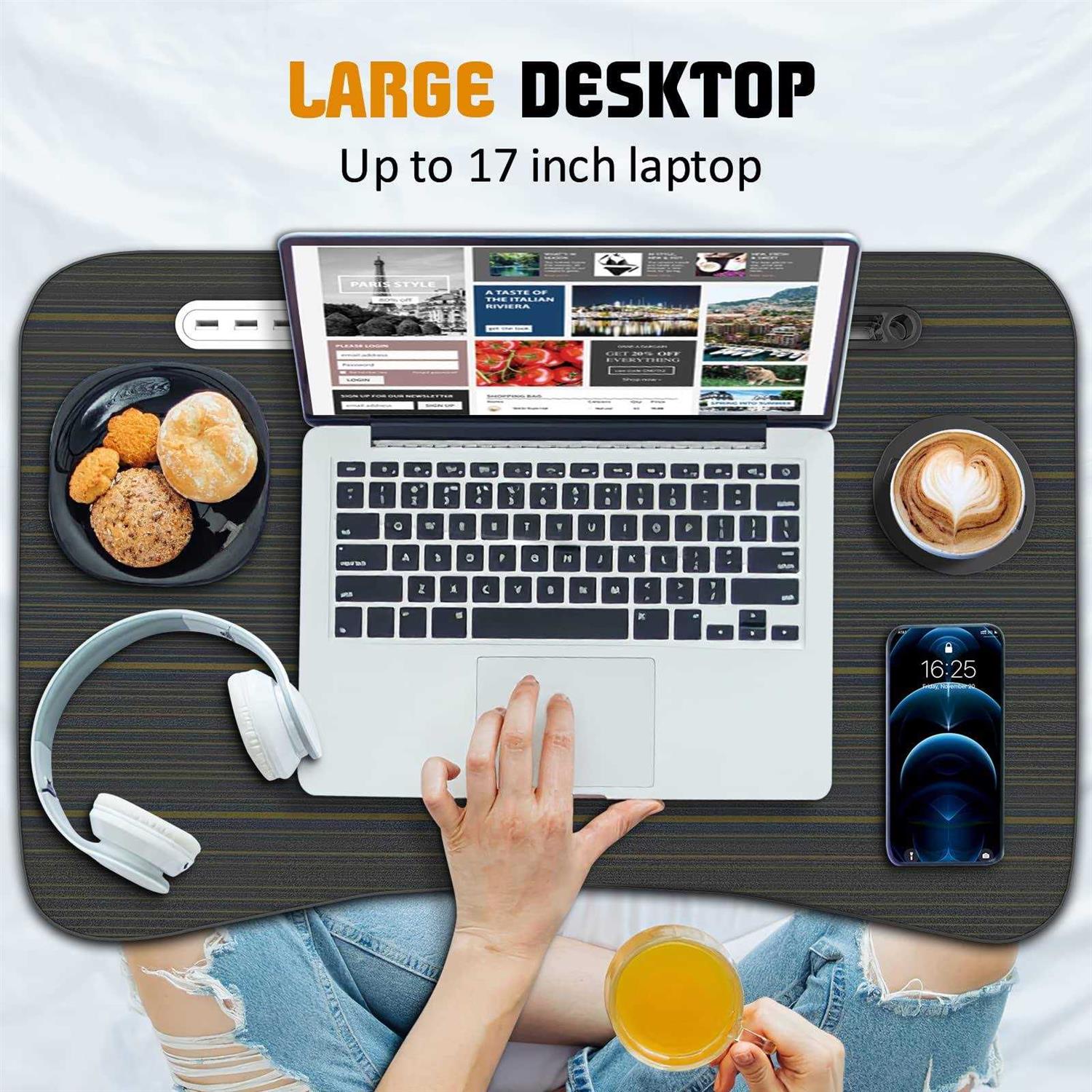 fayquaze Lap laptop desk, portable foldable laptop bed table with storage drawer and cup holder