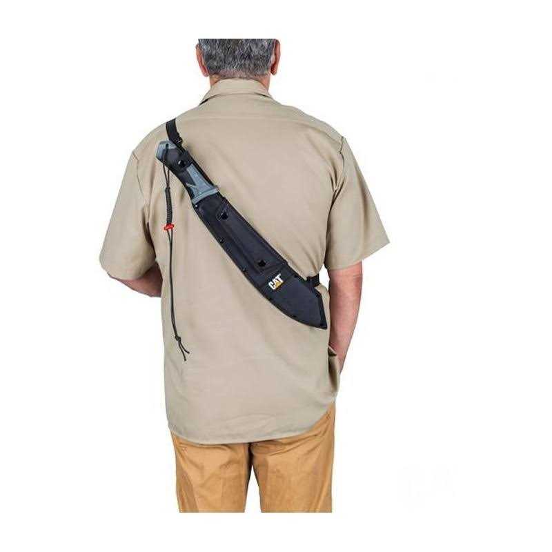 Cat 980691ECT Black Machete 21 Shoulder Strap Sheath, inch, Stainless Steel Blade Knife, Cut Brush Clearing, Hiking, Camping, Gardening 980619ECT