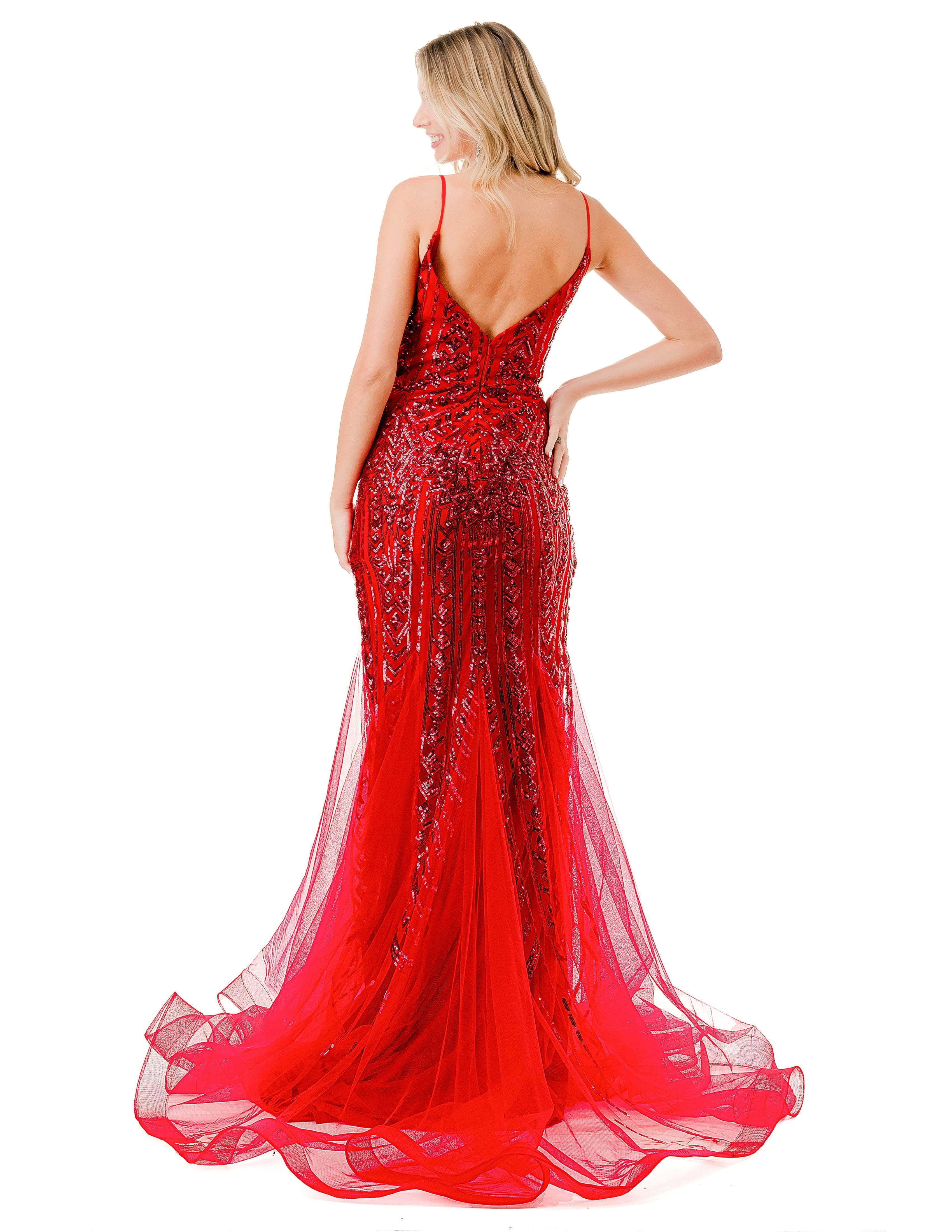 V-Neck Sleeveless Evening Gown