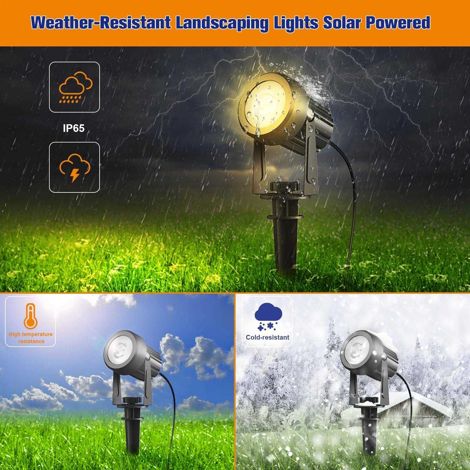 APONUO Solar Spot Lights Outdoor 4-in-1 Solar Landscape Lighting Dusk to Dawn Solar Uplights IP65 Waterproof 9.8ft Cable Outdoor Spot Lights