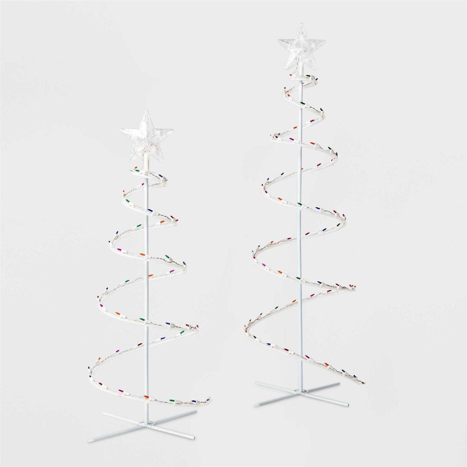 Wondershop 2pc Incandescent Spiral Tree Christmas Novelty Sculpture Light Multicolor