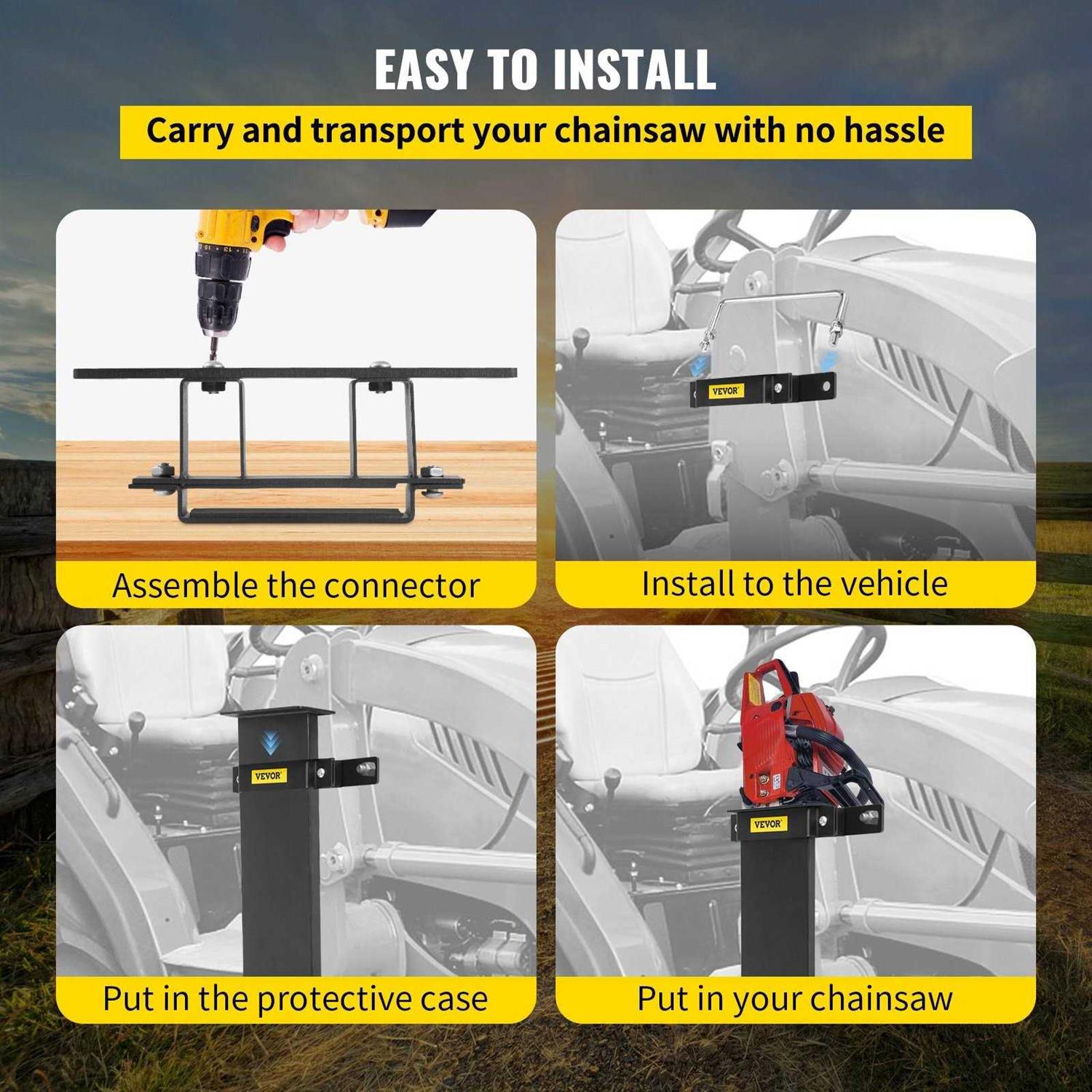 VEVOR Chainsaw Holder 21.5 x 5.1 Powder Coated Spcc Steel Tool Mount Accessories with U-Shape Bolt TYLJZTTJQBSTL94F1V0