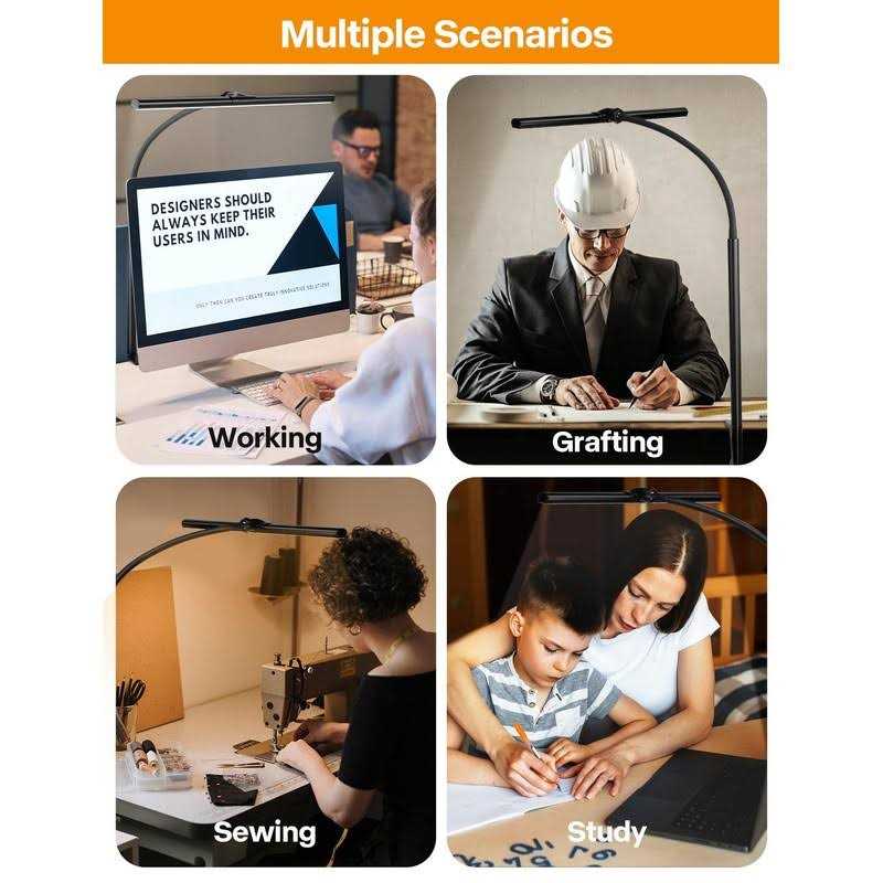 ACNCTOP Desk Lamp for Office Home Eye-Caring Architect Task Lamp 25 Lighting Modes Adjustable LED Desk Lamp Flexible Gooseneck Clamp