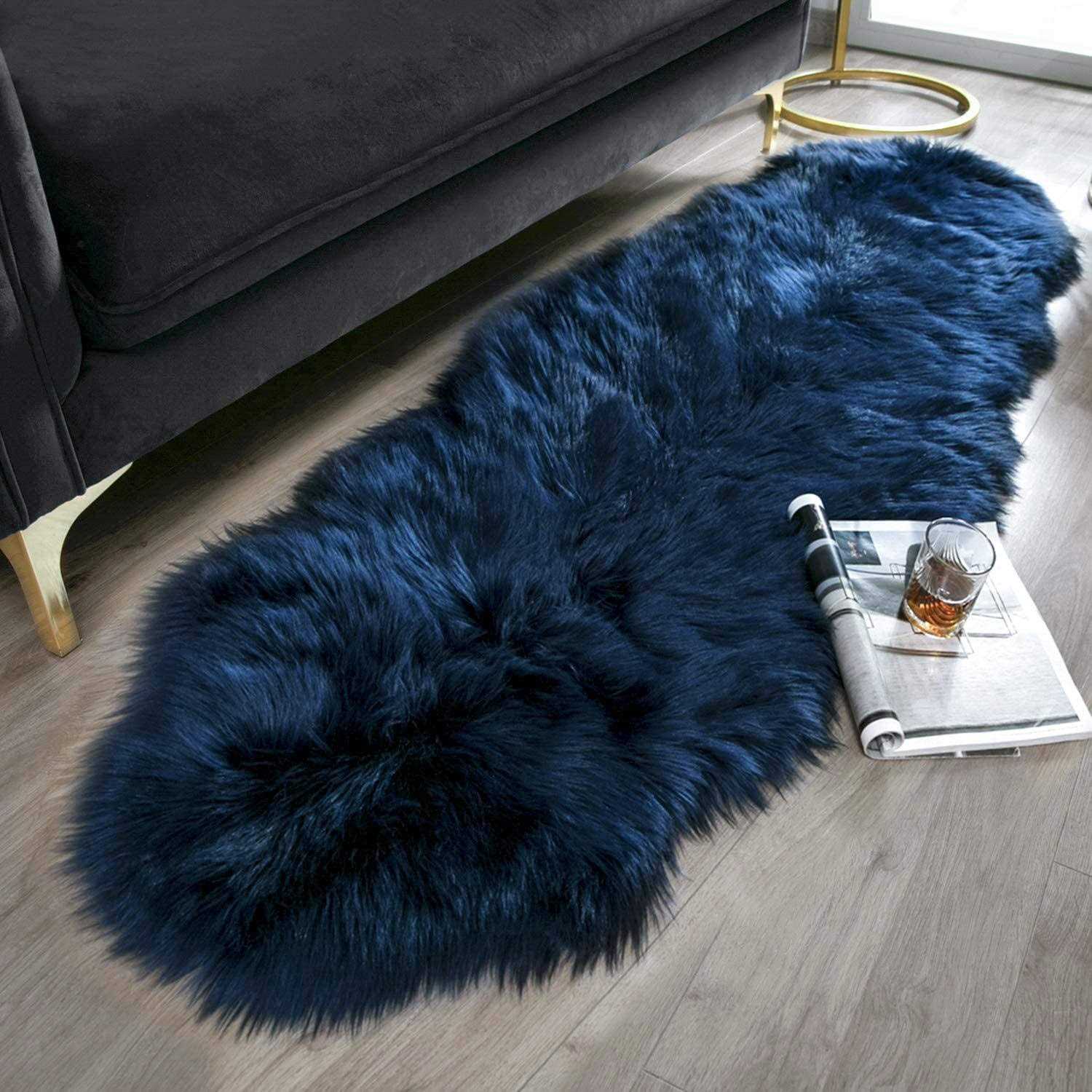Ashler Faux Fur Rug Fluffy Shaggy Area Rug Ultra Soft 2 x Sheepskin Fur Rug