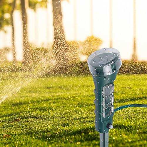 BN-LINK Outdoor Power Strip Yard Stake Timer Photocell Dusk Till Dawn6 Grounded Outlets 6 ft Cord Weatherproof 1875w/15a ETL Listed