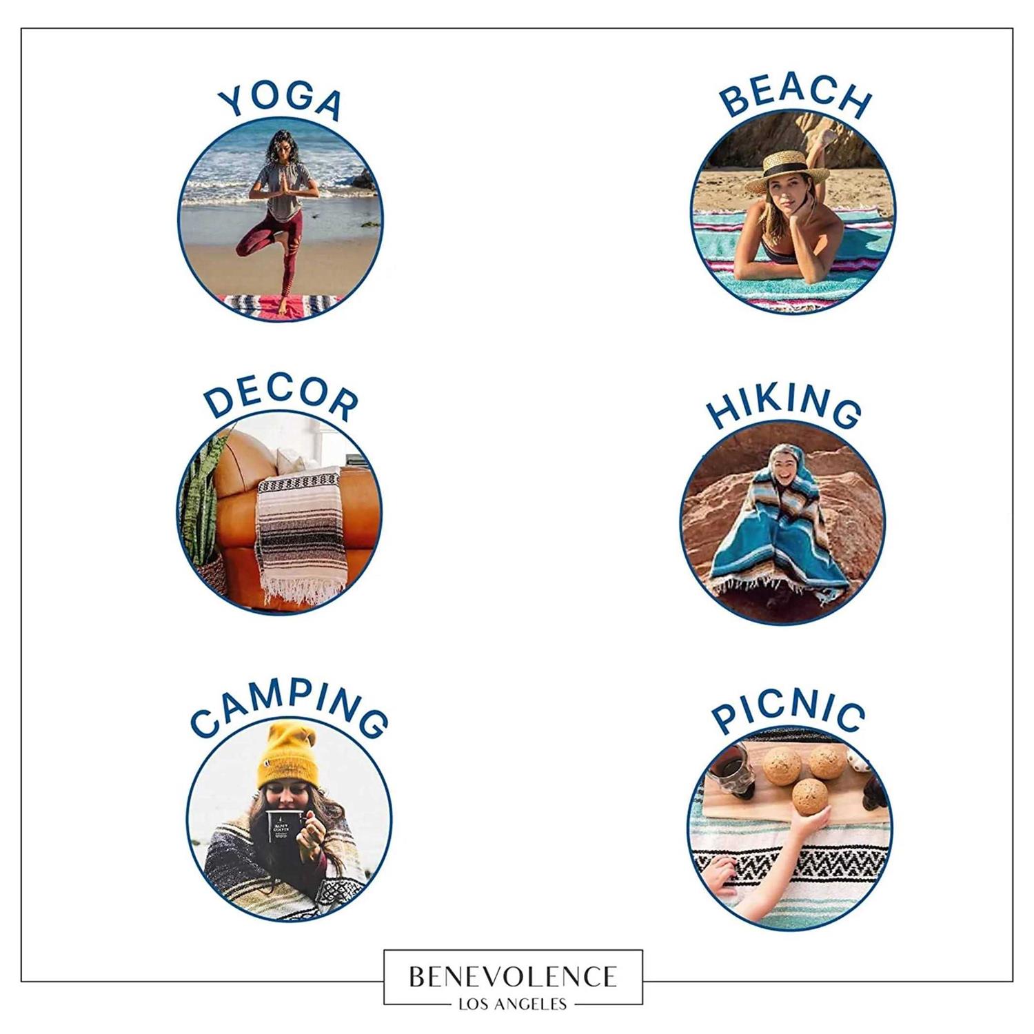 Benevolence LA Authentic Handwoven Mexican Blanket Yoga Blanket