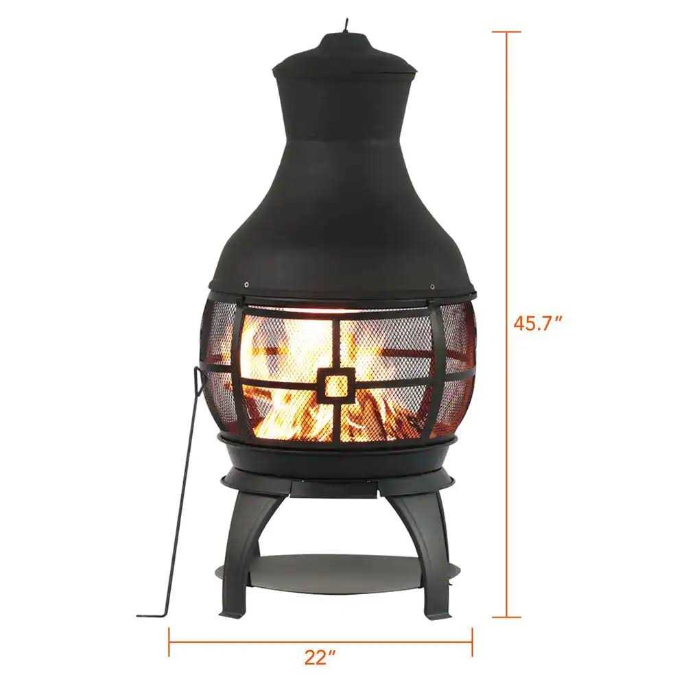 HEATMAXX 45-in H x 22-in D x 22-in W Black Cast Iron Chiminea | SRCH06D