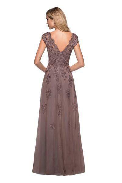 26942 V-Neck Floral Lace Mother of the Groom Tulle Gown
