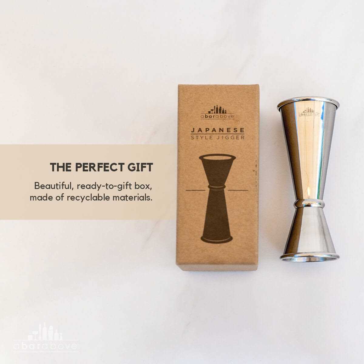 A Bar Above Premium Japanese Jigger with 8 Measurements Inside