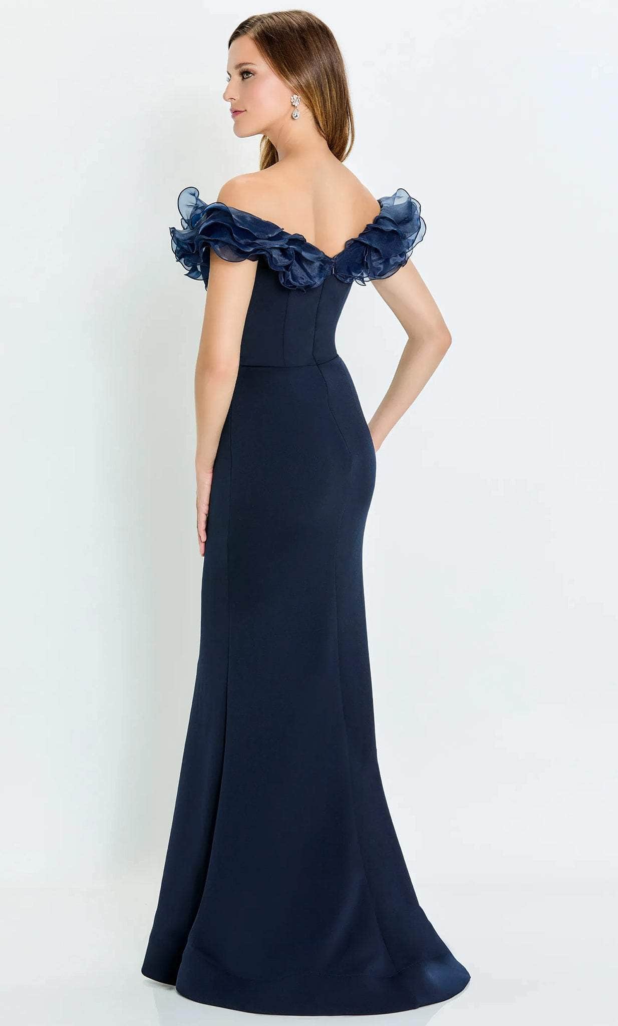 Ruffled Off Shoulder Mother of the Bride Dress