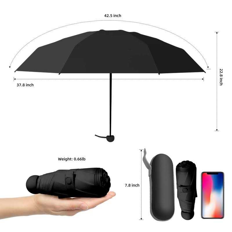 Trenovo Travel Umbrella Mini Folding Compact Umbrella with Case 8 Ribs Lightweight Portable Umbrella
