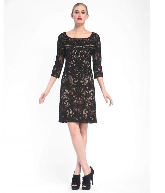 Embroidered Bateau Neck Column Dress N5344