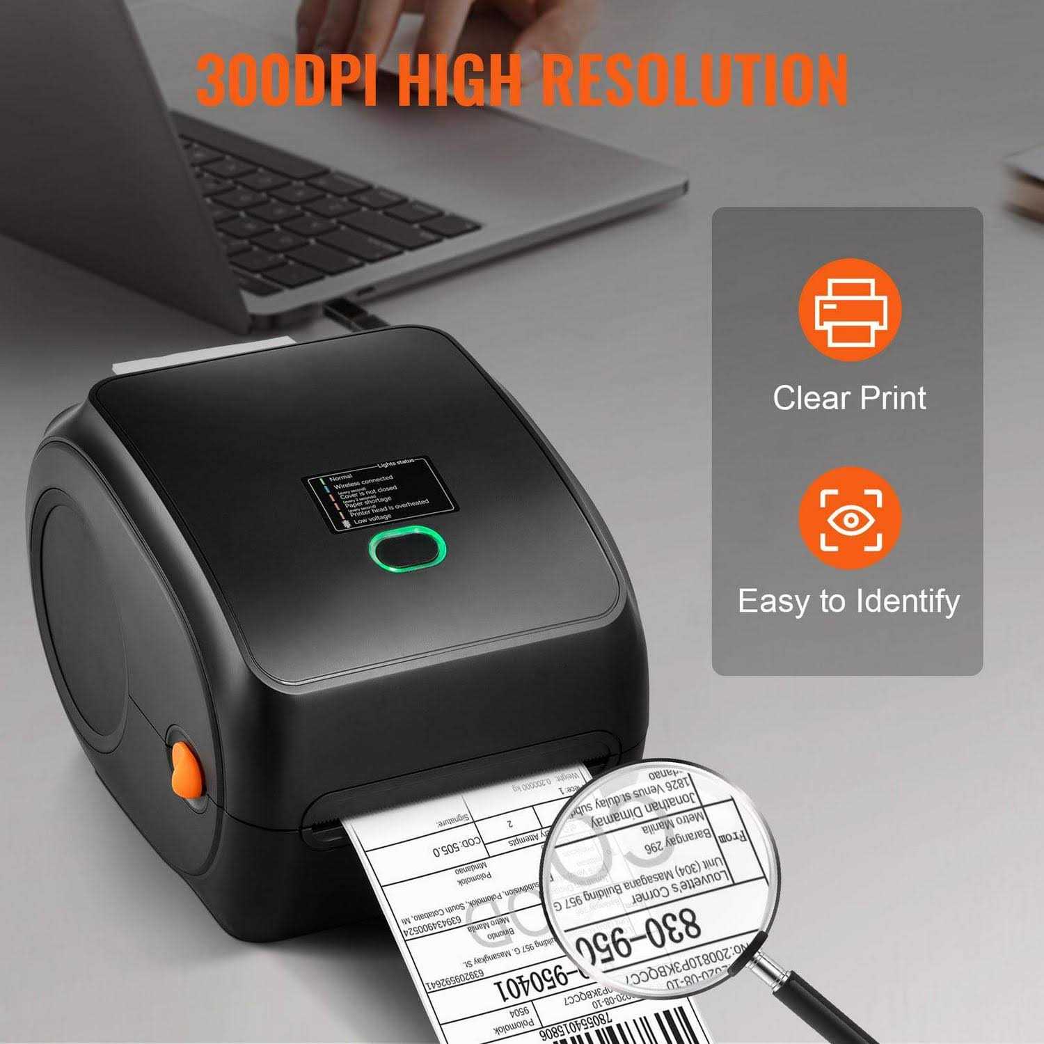 VEVOR Thermal Label Printer 4×6 300dpi USB/Bluetooth for Amazon eBay Etsy UPS