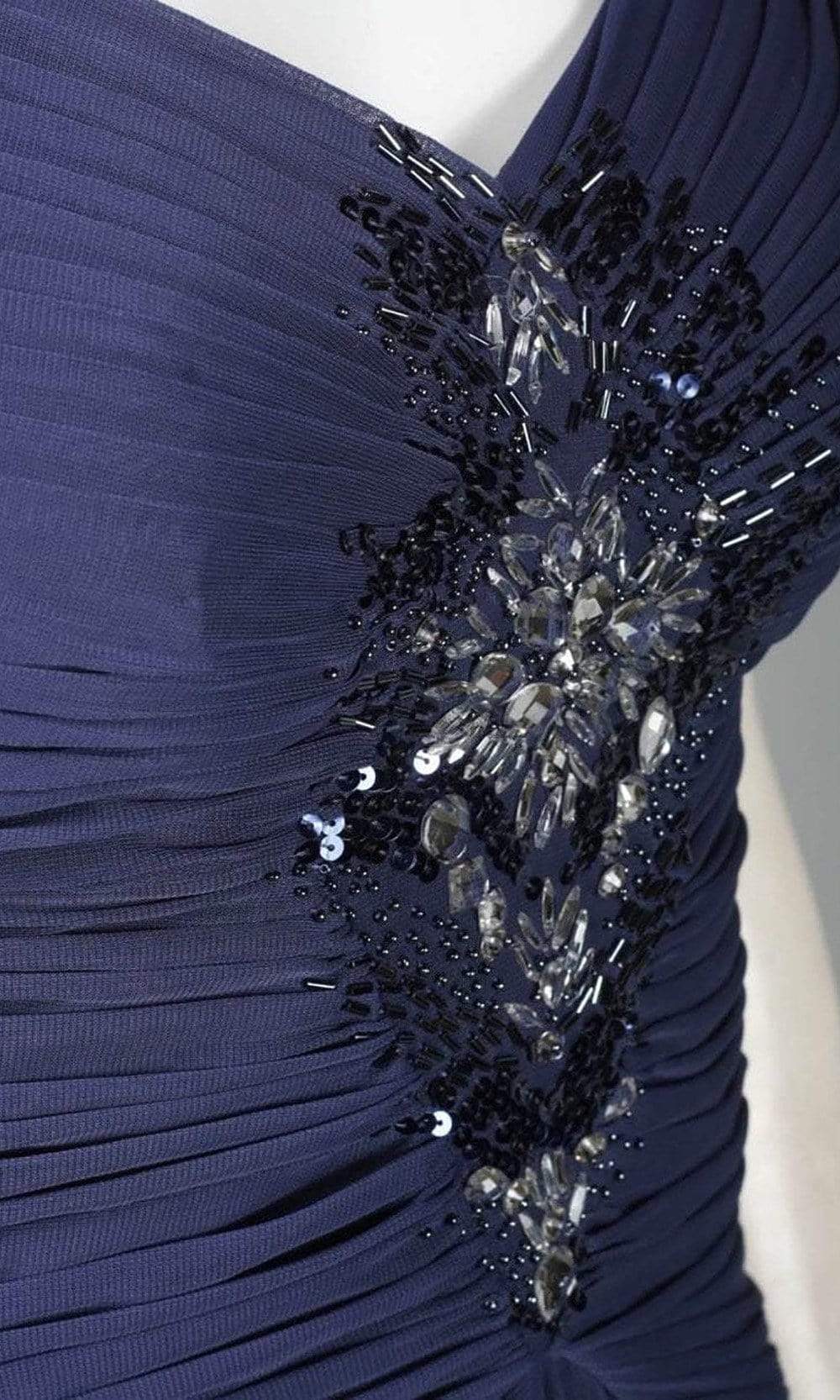 09G879300 Cap Sleeve Embellished Ruched A-Line Gown