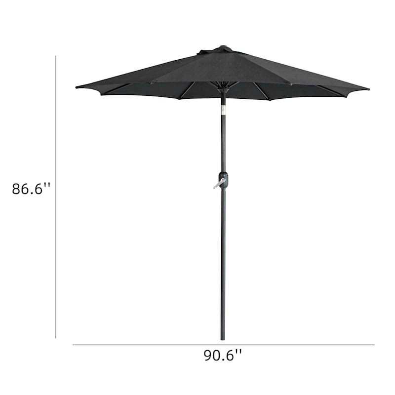 At Home Black Round Outdoor Crank & Tilt Umbrella