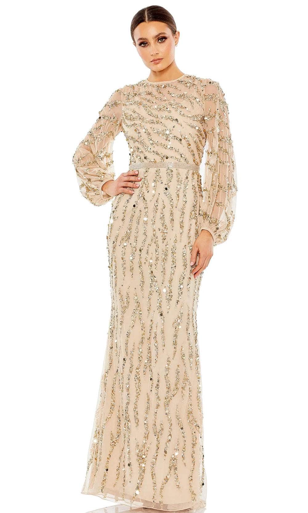 Modest Bedazzled Long Evening Dress