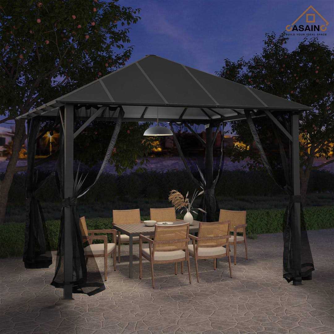 10 ft. W x 10 ft. D Aluminum Patio Gazebo CASAINC WF-SB515A
