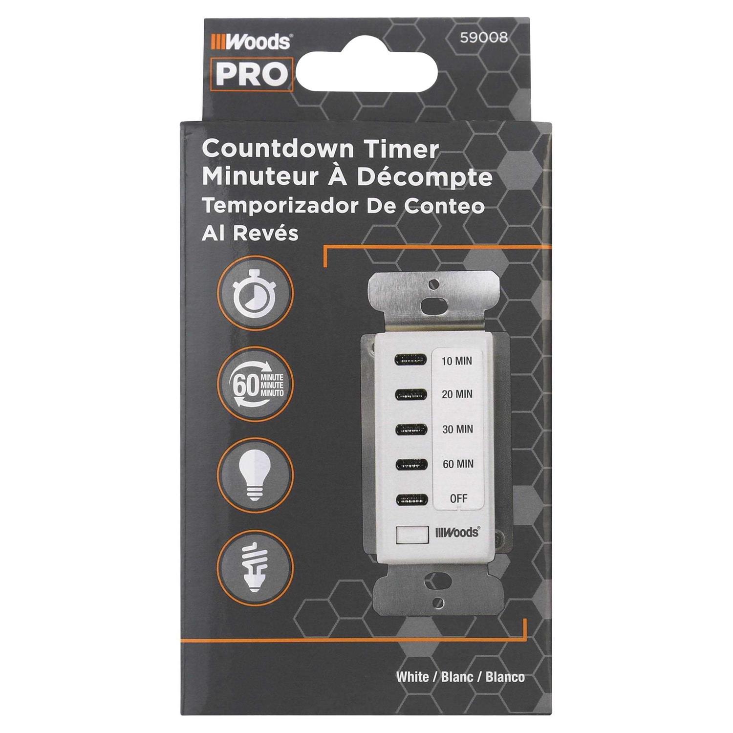 Woods 59008 In-Wall 60-Minute Digital Countdown Timer