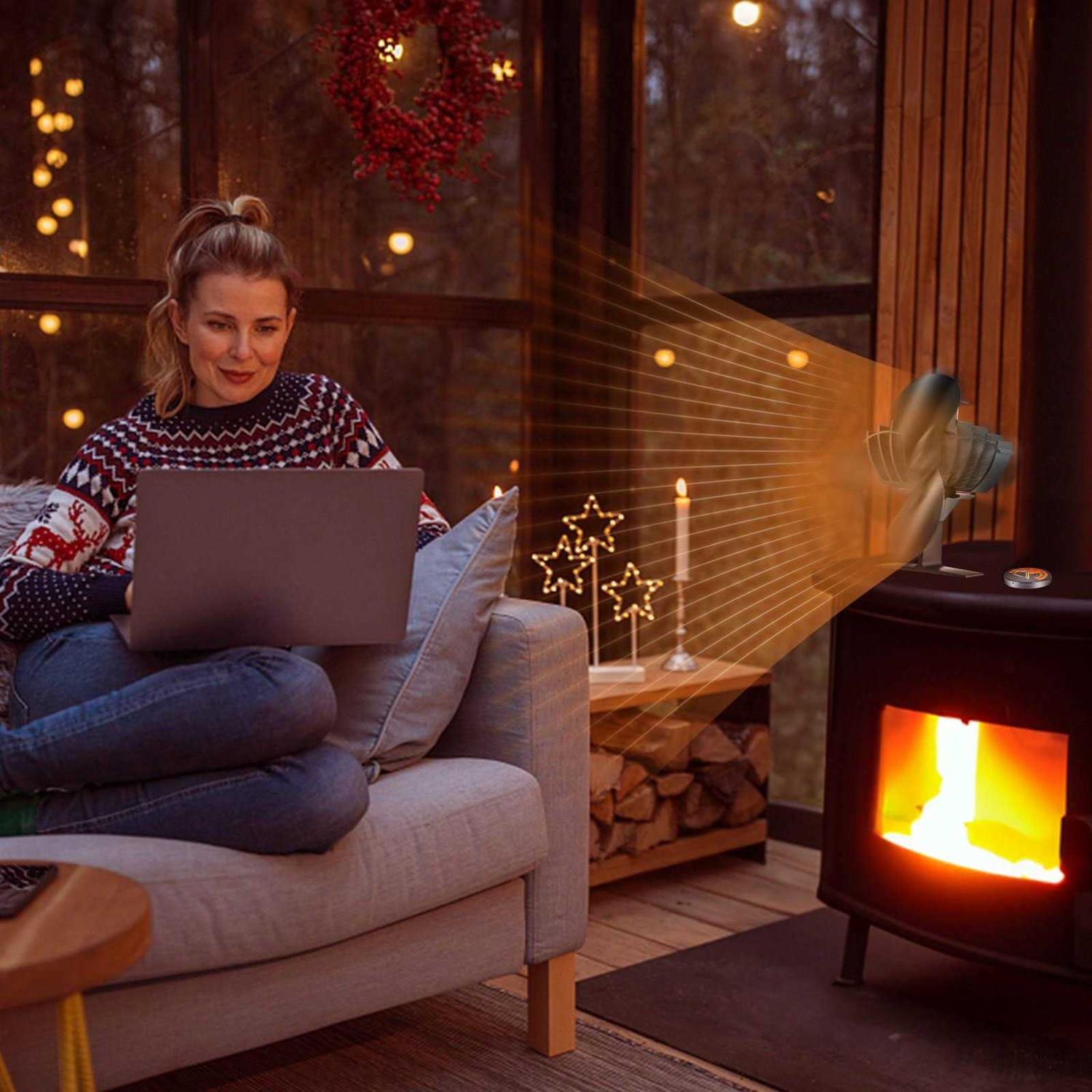 VEVOR Wood Stove Fan Heat Powered Quiet Fireplace Fans for Wood/Log Burner/Heater