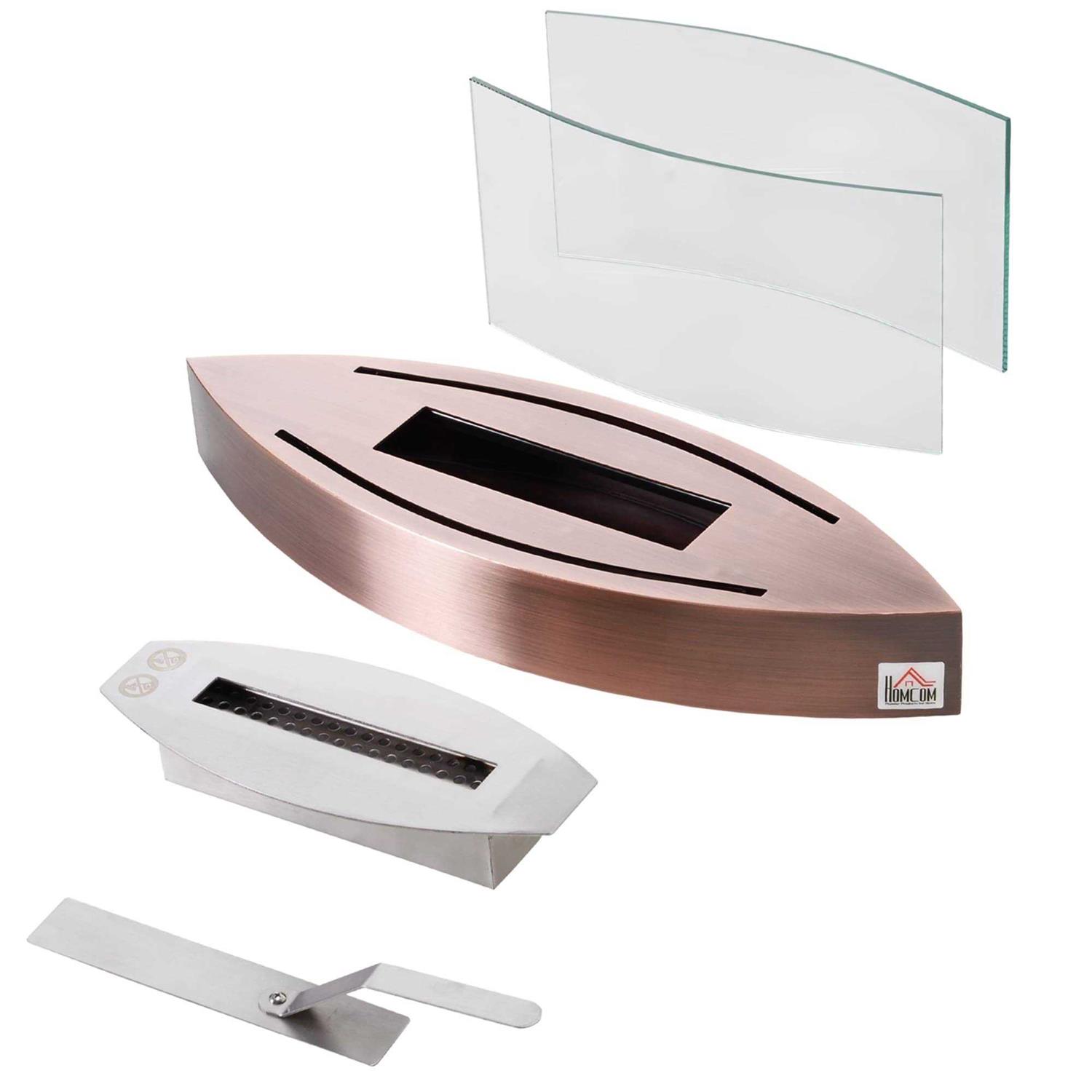 HOMCOM Tabletop Fire Pit Bowl Centerpiece Table Decoration with Glass Walls