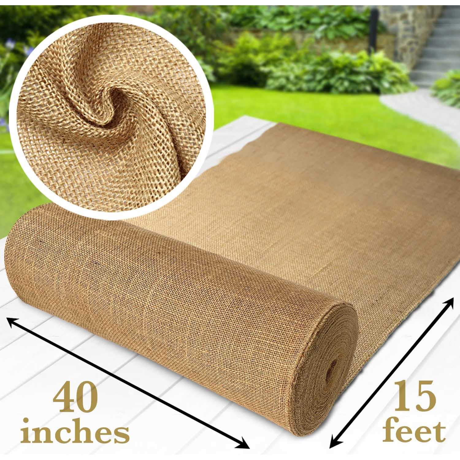 Burloptuous 40×15 Feet Gardening Burlap Roll Multipurpose Natural Burlap Fabric
