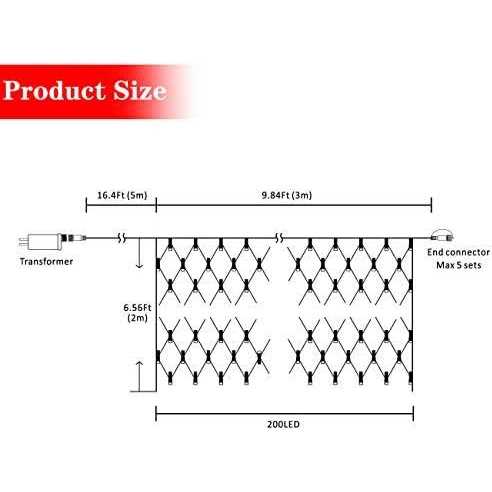 AWQ LED 6.6ft String Lights Net Mesh Lights Christmas Net Lights 8 Modes for Christmas Wedding Party Home Garden Lawn Bushes Bedroom