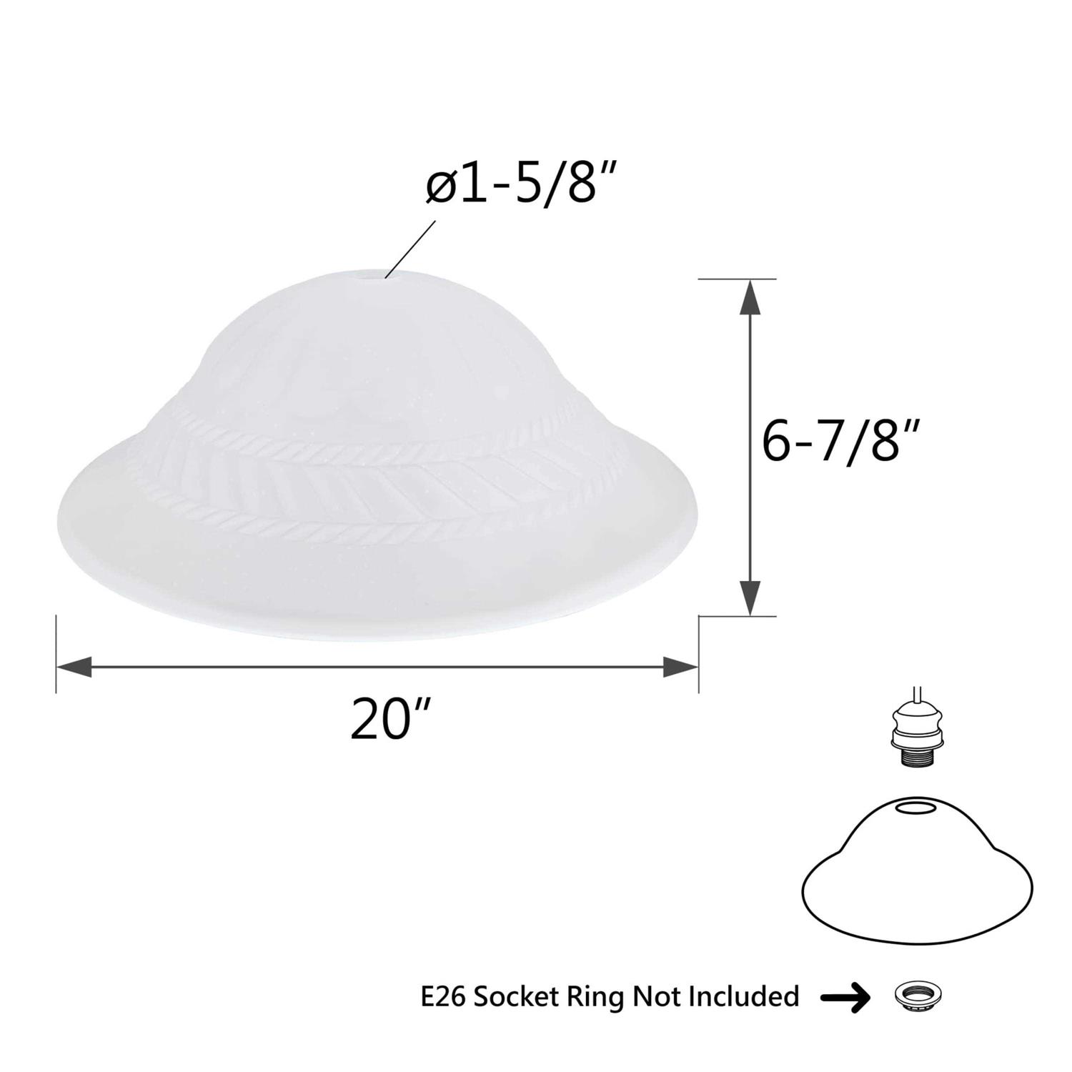 Aspen Creative 23121-01 Etched Alabaster Glass Shade for Medium Base Socket Torchiere Lamp, Swag Lamp and Pendant