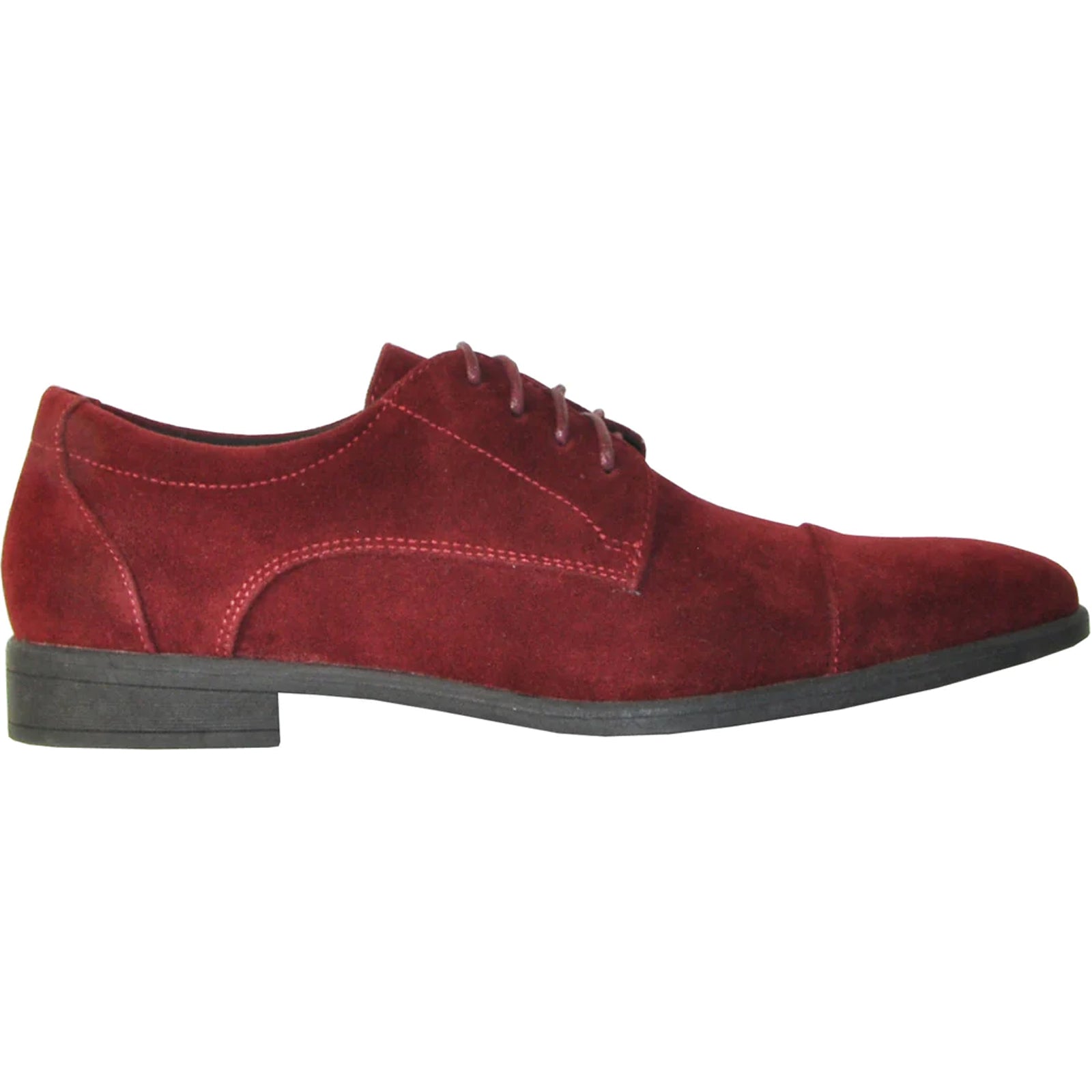 Mens Formal Suede Style Wedding & Prom Cap Toe Dress Shoe in Burgundy