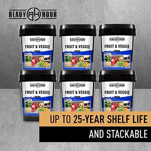 Ready Hour, Fruit & Veggie Mix, Real Non-Perishable Freeze-Dried Food, 30-Year Shelf Life, Portable Emergency and Adventure Food Supply