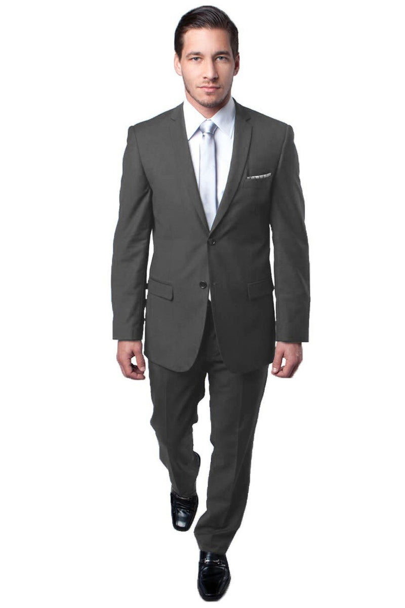 Men’s Basic 2 Button Slim Fit Wedding Suit in Medium Grey