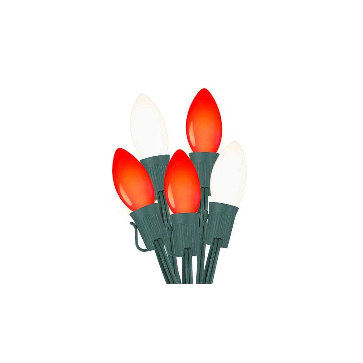 At Home 25-Count Red White C9 Ceramic String Lights