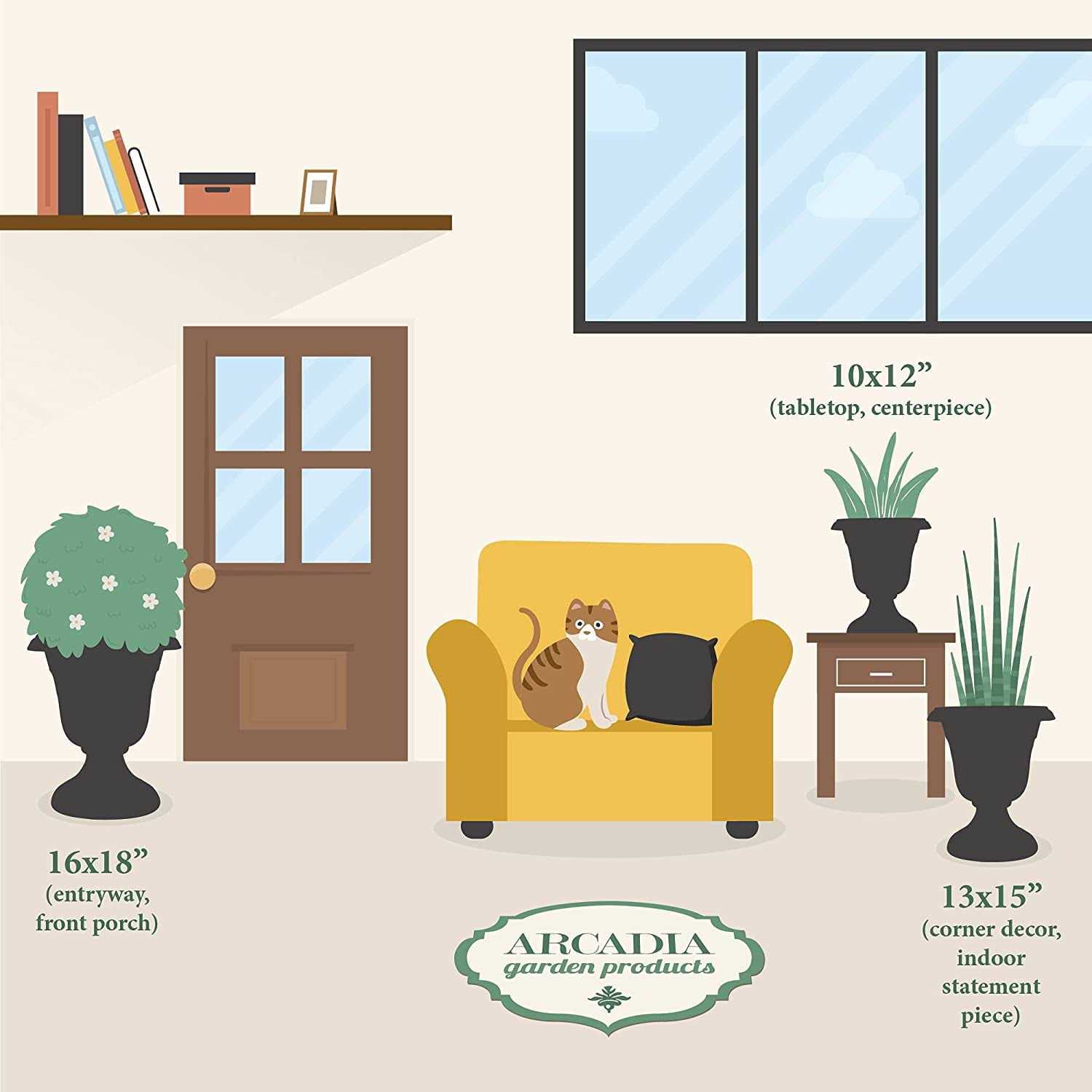 Arcadia Garden Products PL10CP Classic Traditional Plastic Urn Planter Indoor/Outdoor