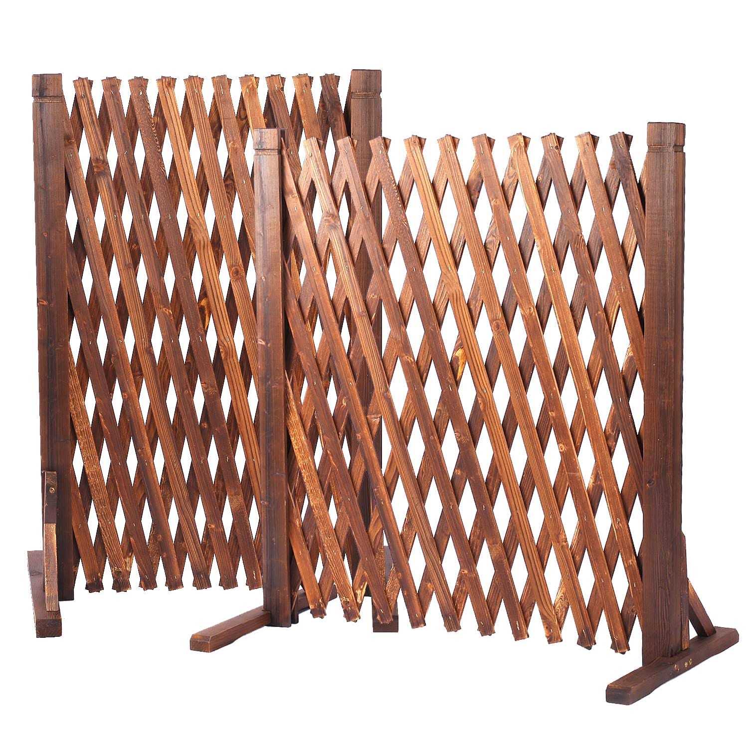 tonchean 2 pack expandable wood garden fence retractable garden trellis fence plant screen freestanding expanding patio fence