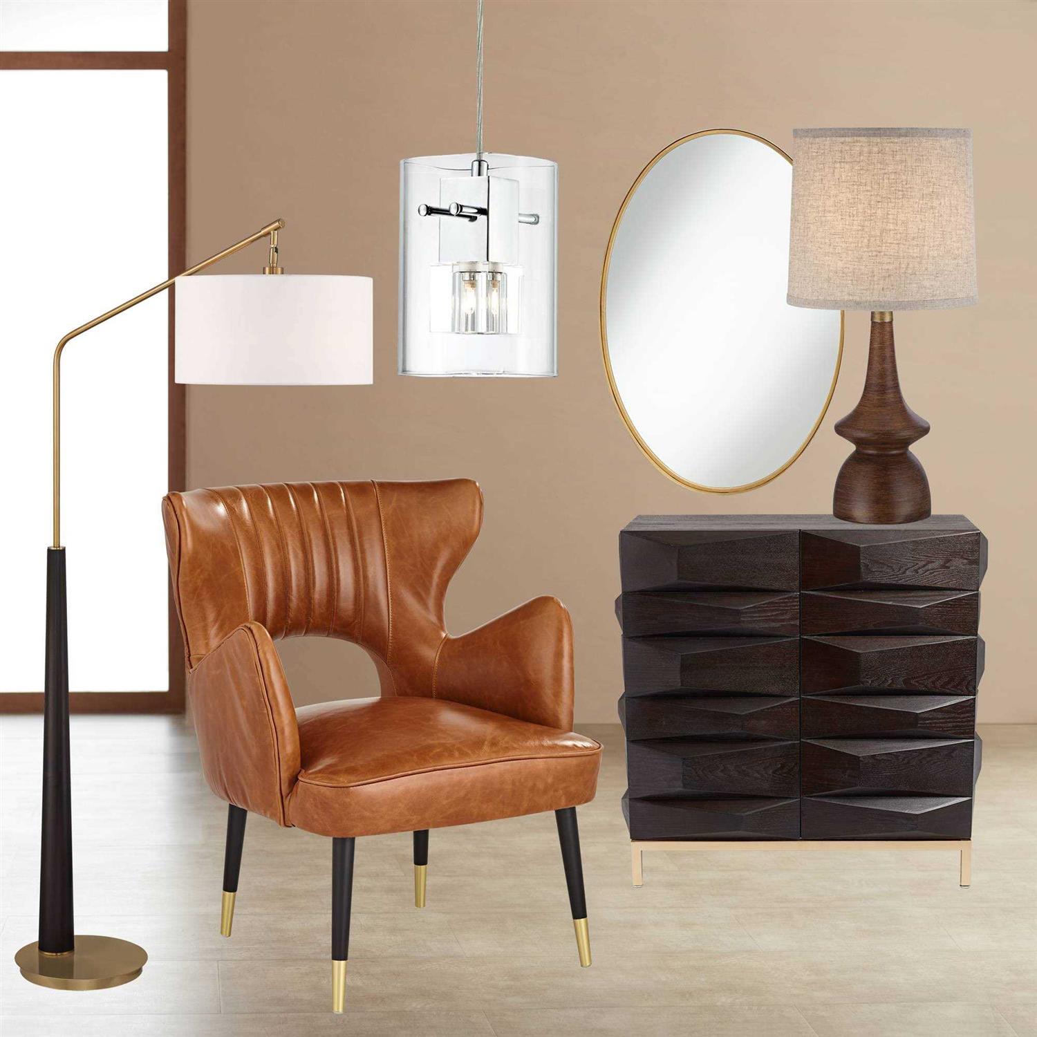 360 Lighting Rexford Mid Century Modern Table Lamp 24 High Walnut Faux Wood Brown Off White Linen Tapered Drum Shade for Bedroom Living Room House