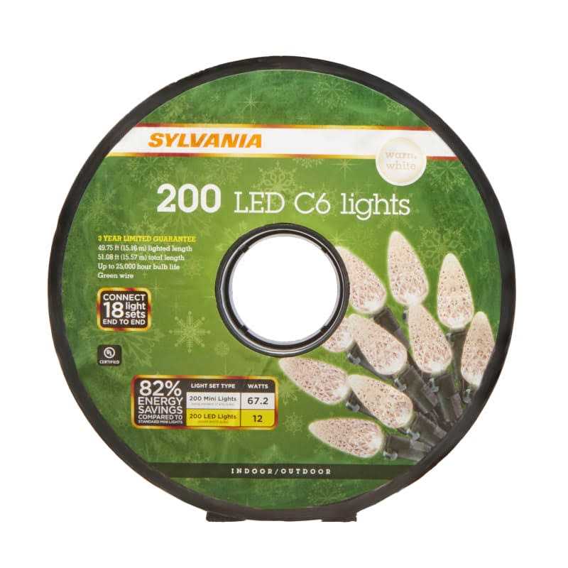 Sylvania 200 Ct Warm White LED C6 Lights