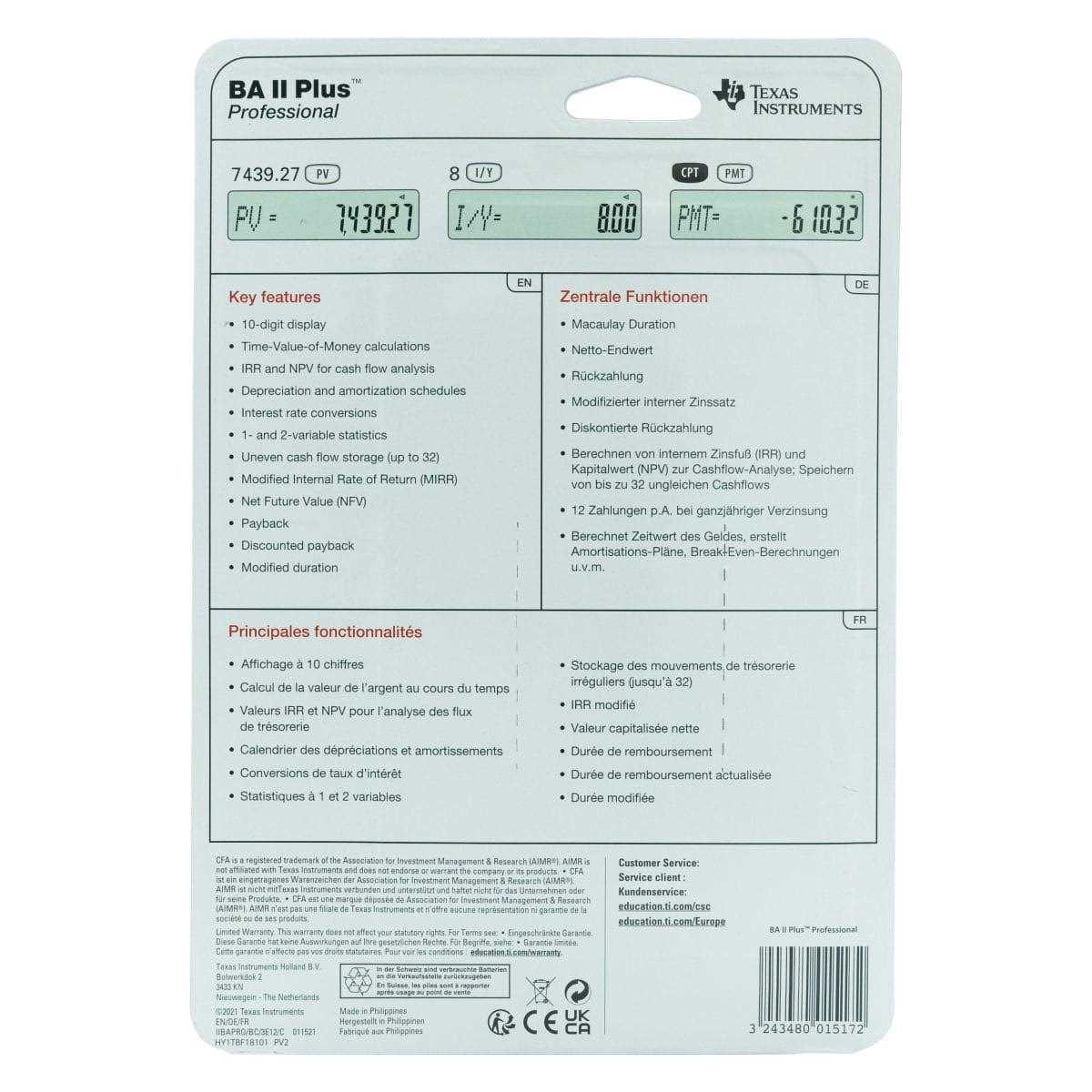 Texas Instruments BA II Plus Professional Financial Calculator