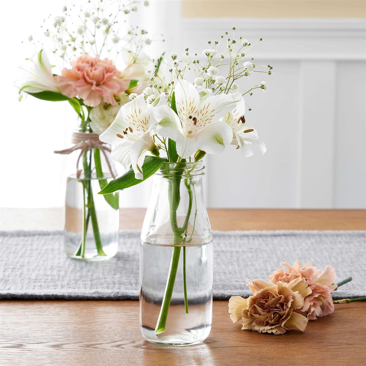 Ashland Glass Milk Bottles with Lids