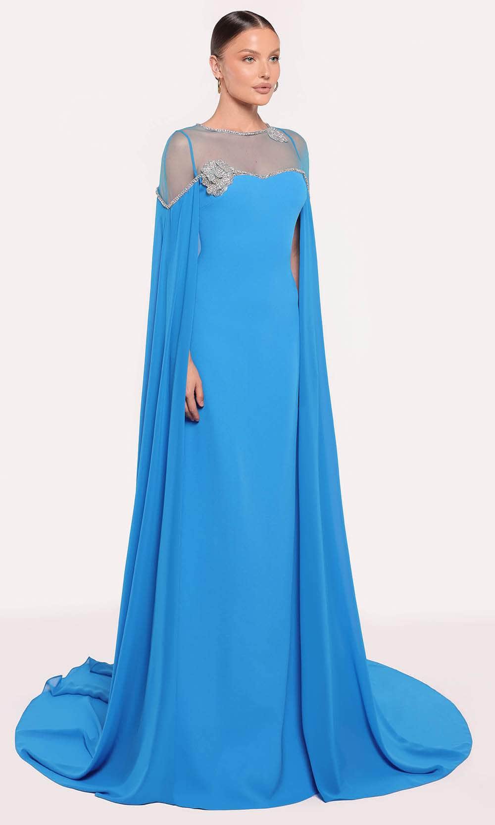Cape Trumpet Evening Gown