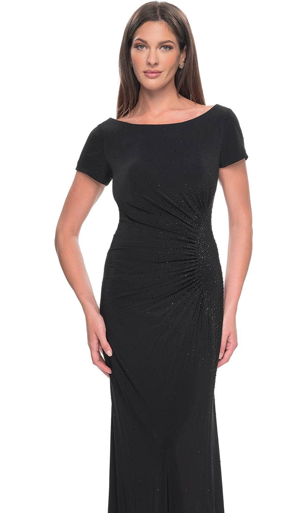 Short Sleeve Draped Evening Dress