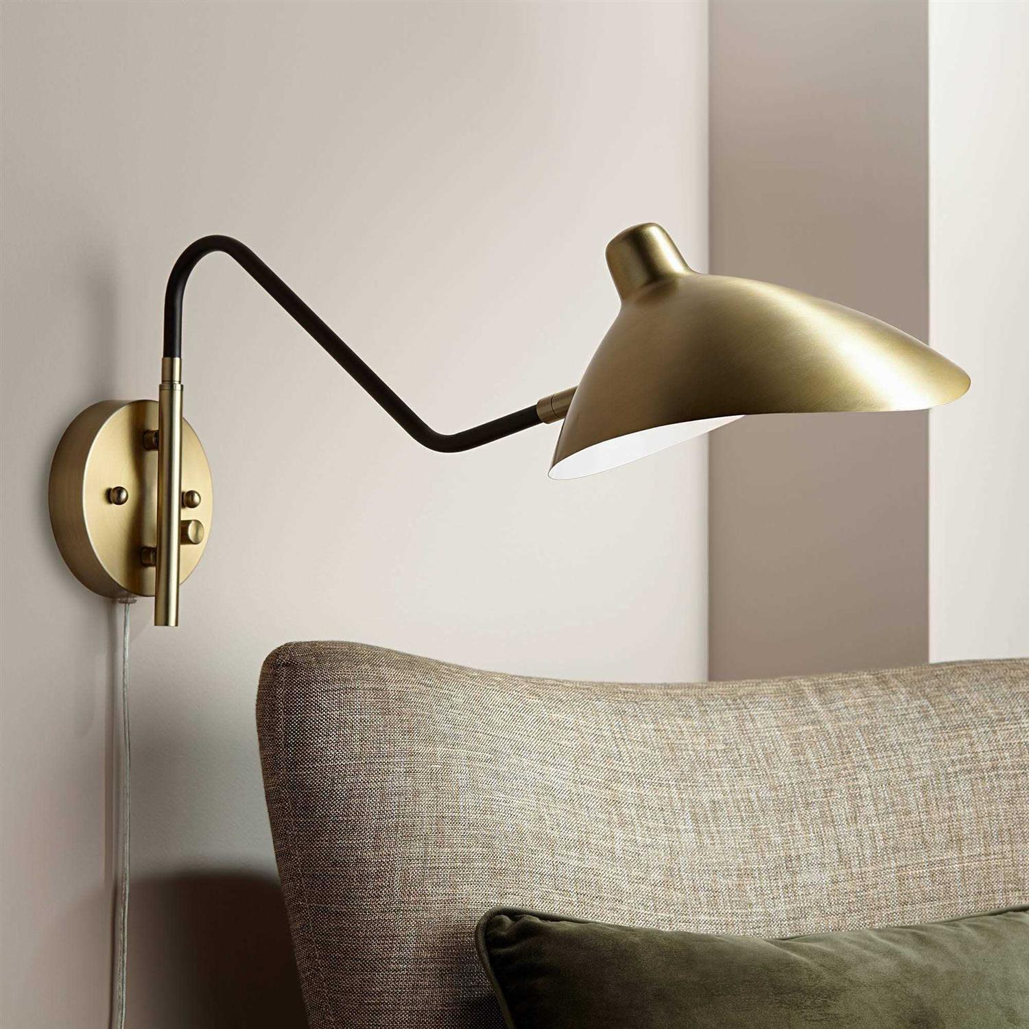 360 Lighting Modern Swing Arm Wall Lamp Plug-in Light Fixture Bedroom Bedside Living Room Reading