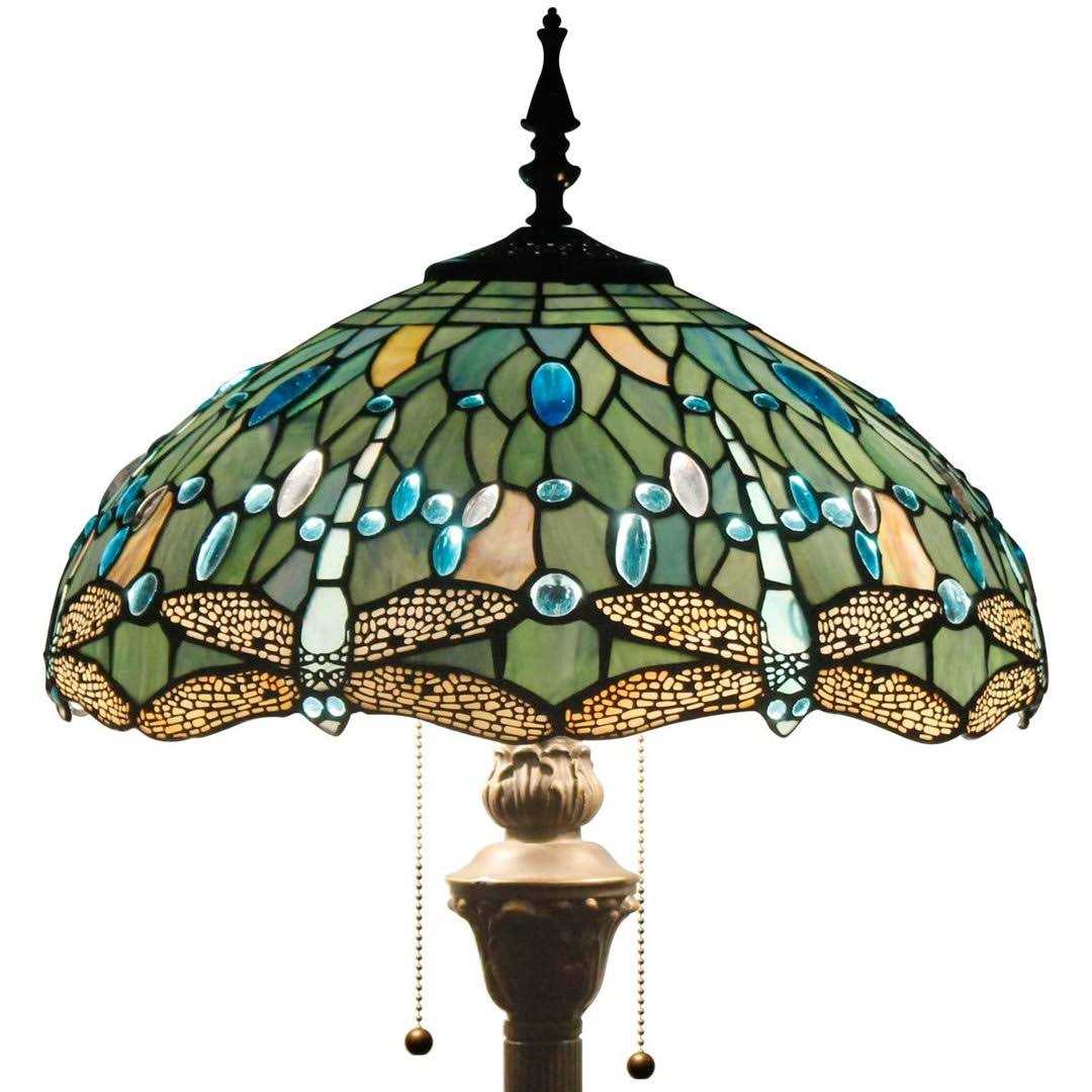 Tiffany Lamp Shade Replacement W16h7 Inch Sea Blue Stained Glass Dragoy Lampshade For Table Lamps Floor Lamp Ceiling Fixturependant Hang