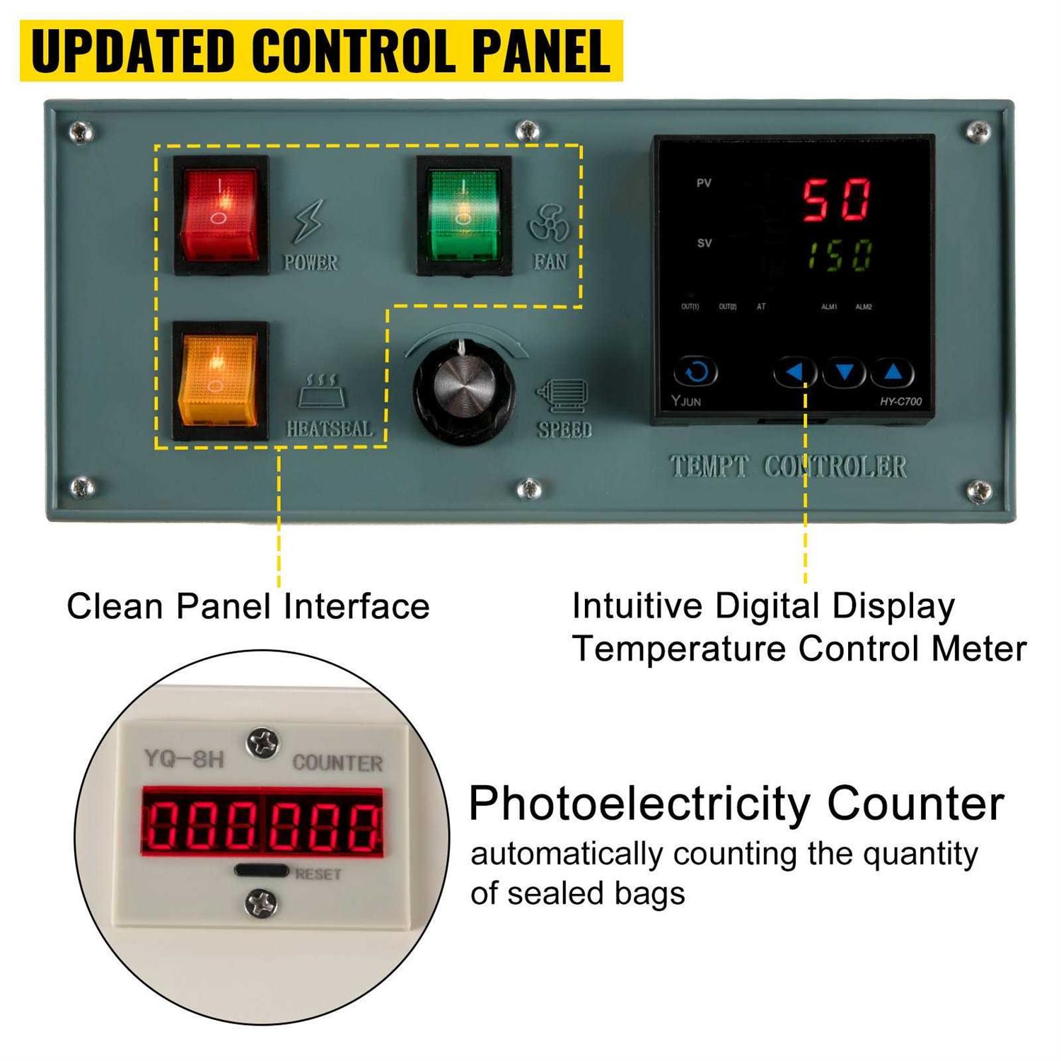 VEVOR Continuous Bag Band Sealing Machine FR900K Band Sealer Machine with Digita