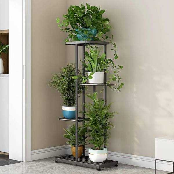 4-Tiers Metal Flower Stand for Living Room Balcony and Garden