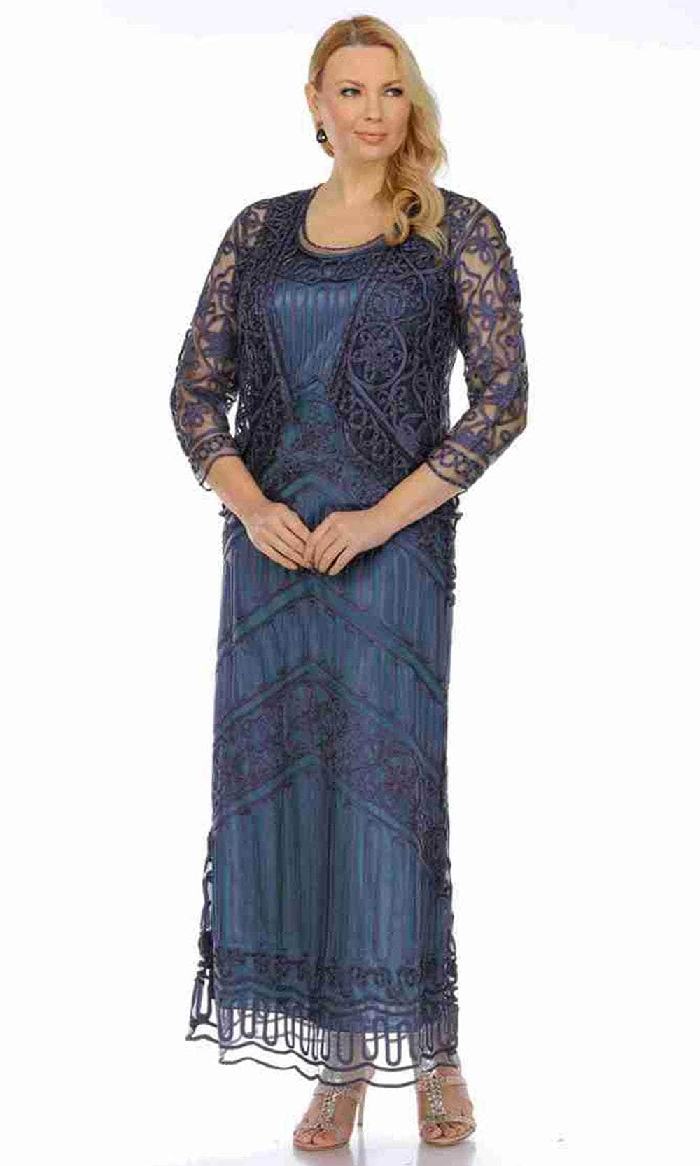 Soutache Lace Embroidered Dress And Jacket Gown