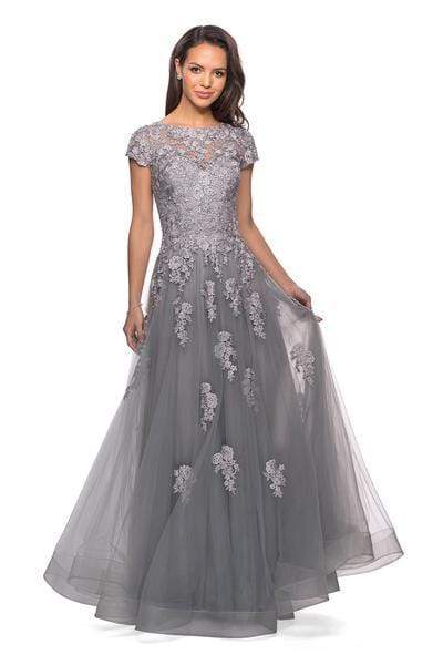 26907 Lace Applique Bateau A-line Dress