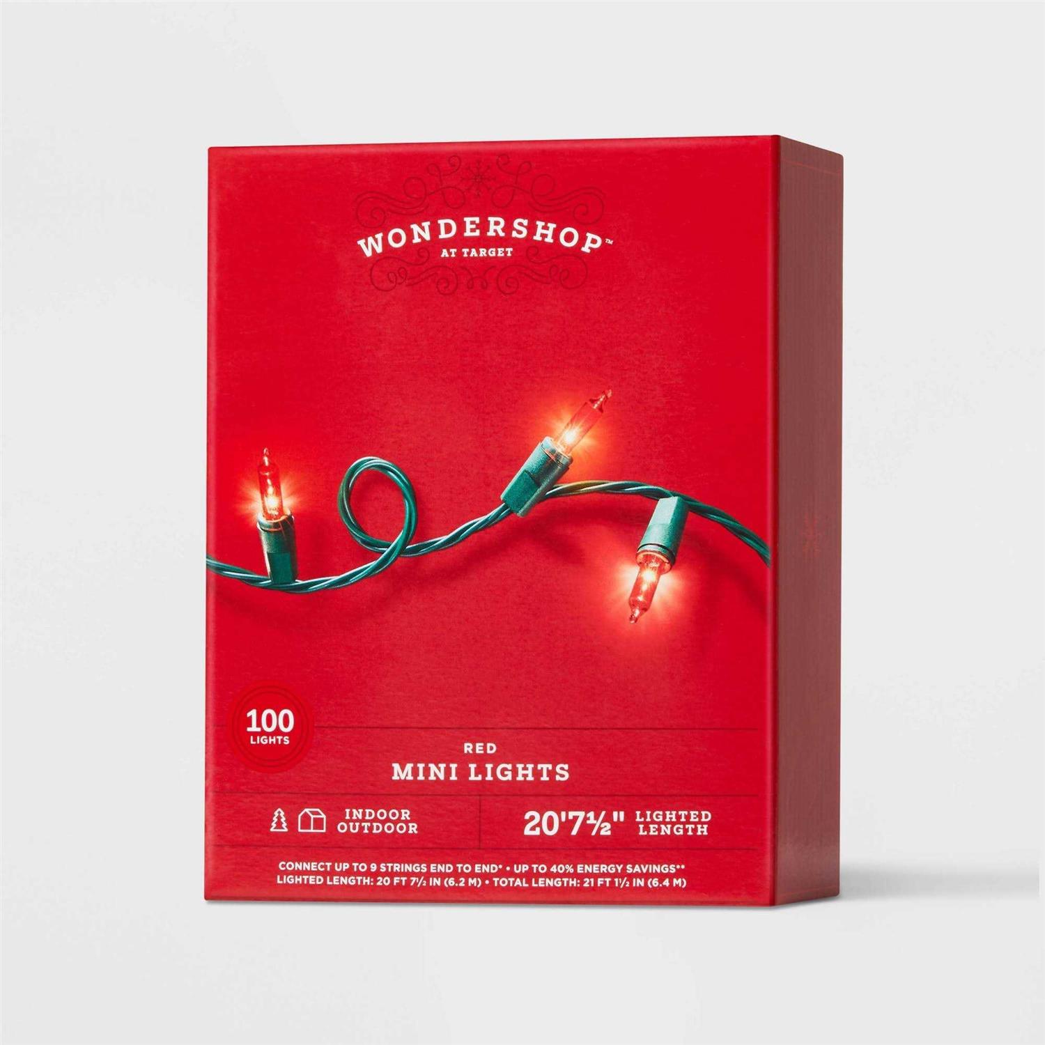 Wondershop 100ct Incandescent Smooth Mini Christmas String Lights Green Wire
