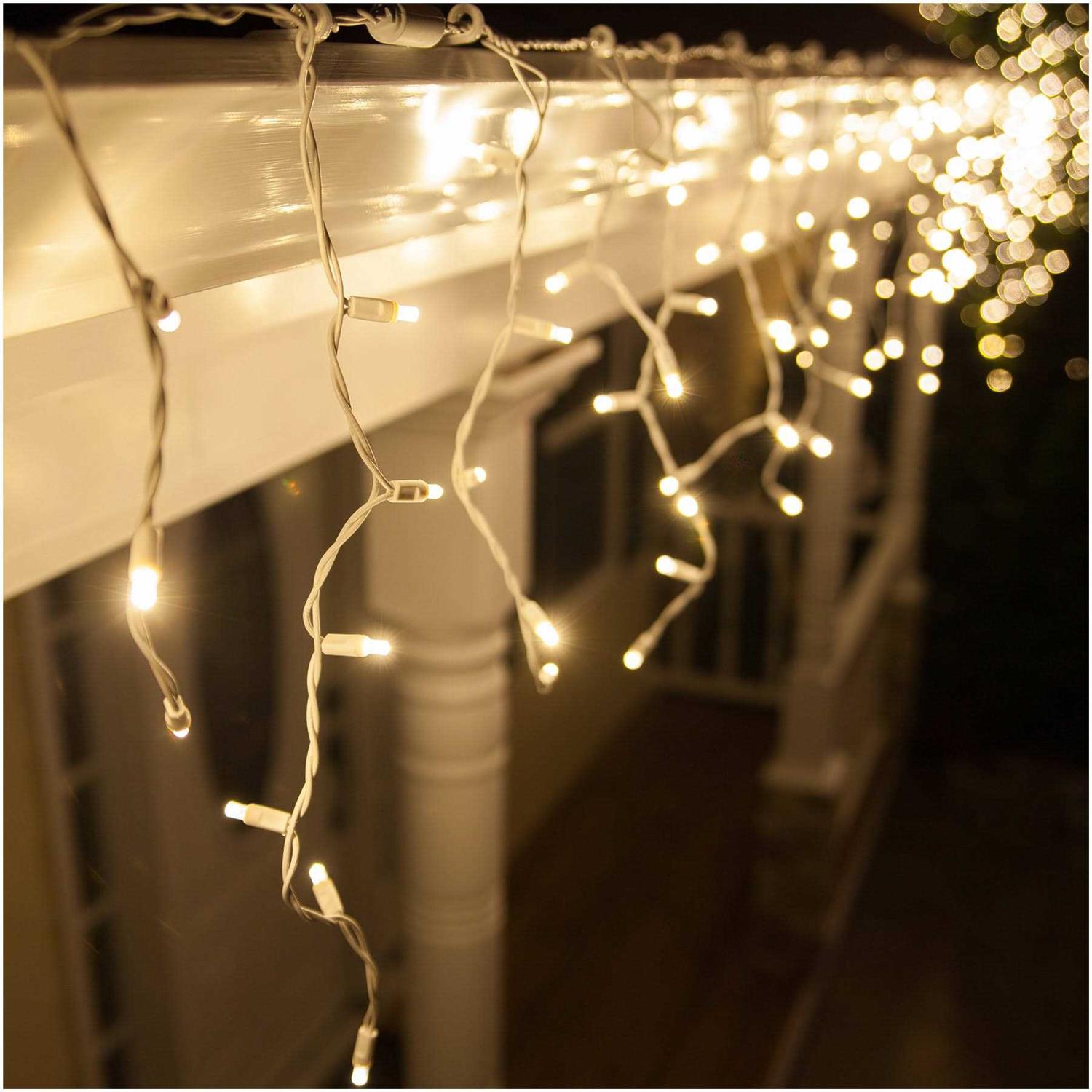 70 5mm White LED Icicle Lights