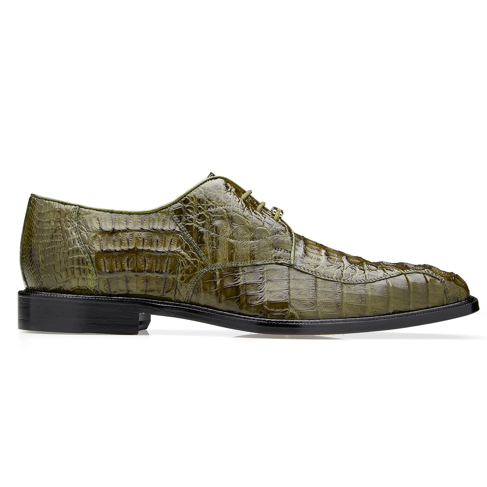 Men’s Belvedere Chapo Hornback Caiman Crocodile Dress Shoe in Olive